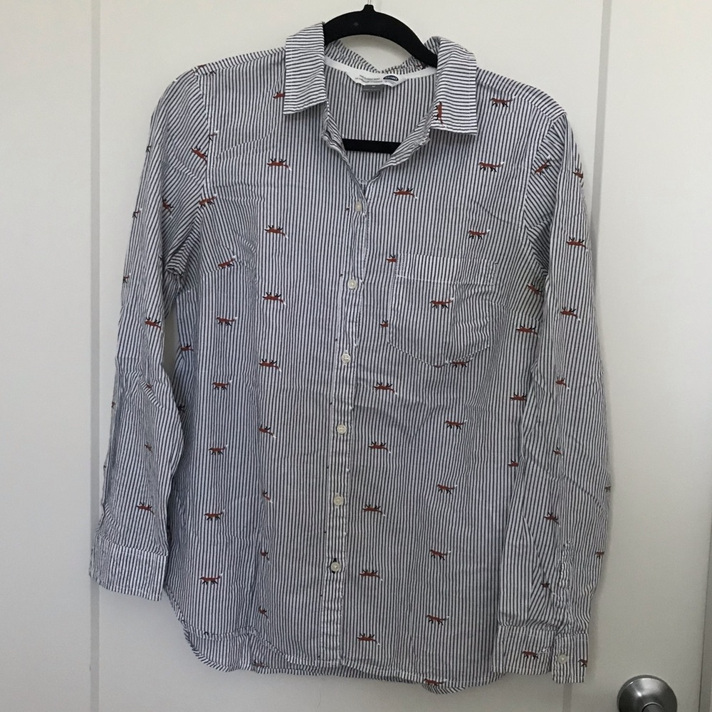 Old Navy Striped Button Down with Fox Print
